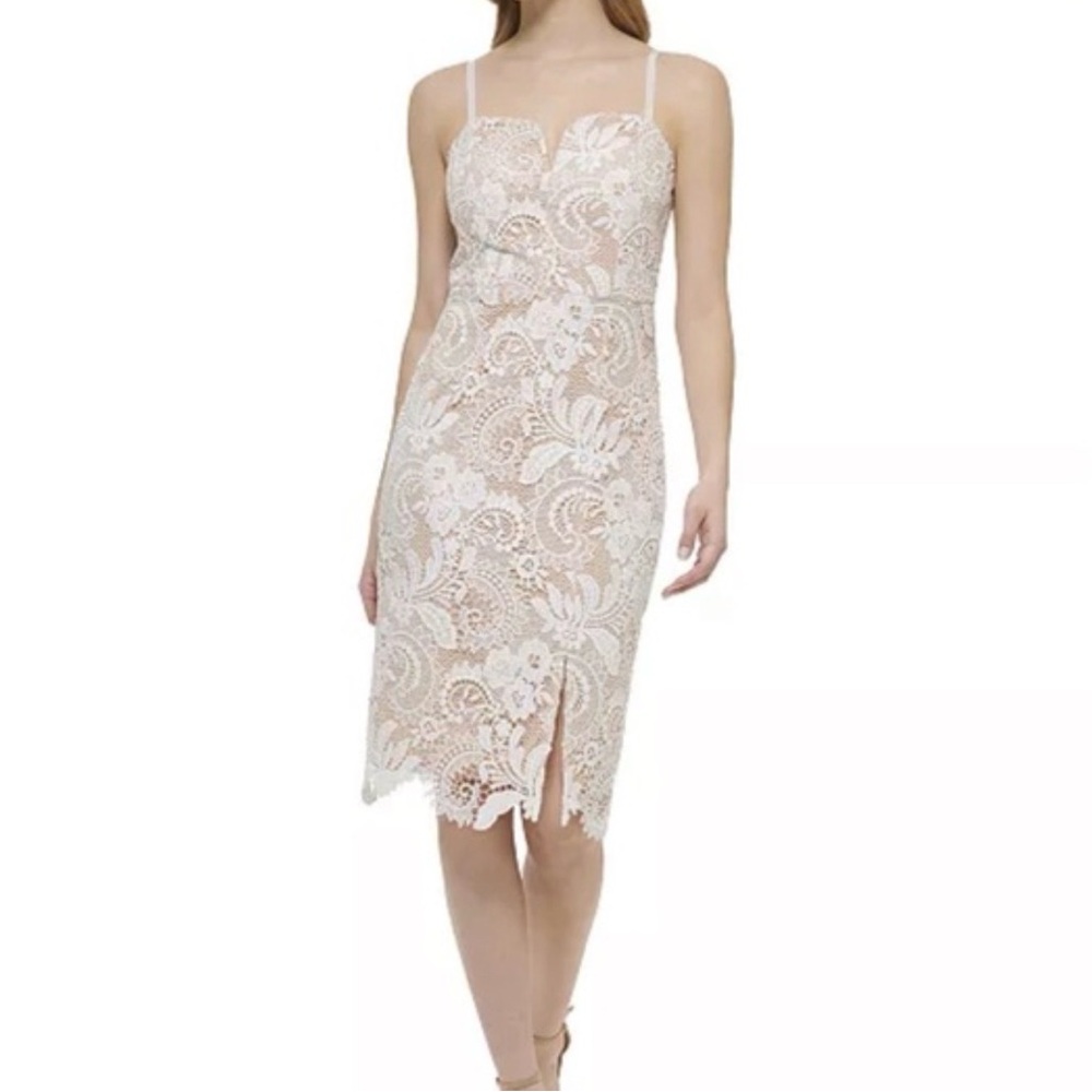 Guess Lace Midi Dress in Cream